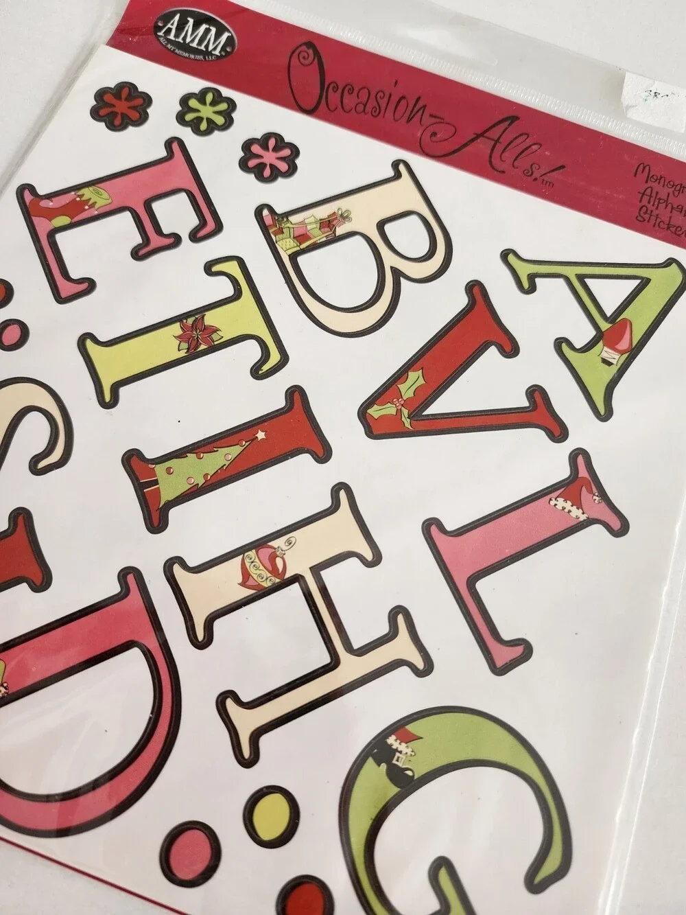 AMM - Letter Stickers Monograms Occasion Alls CHRISTMAS NEW Retired #24